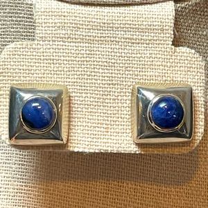 Rare Silpada chunky blue sodalite stone post earrings